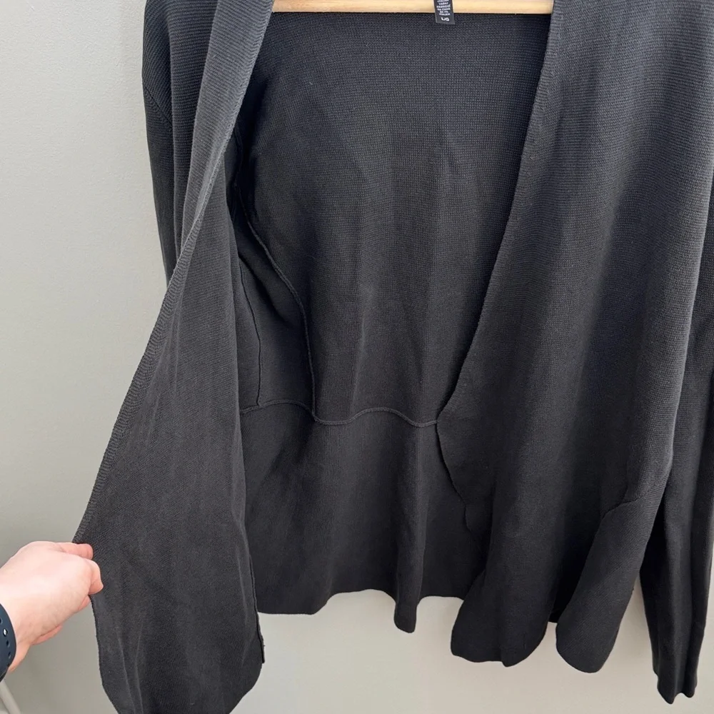 Eileen Fisher Women’s Open Front Cardigan Cotton Knit Dark Gray Charcoal Size L - Picture 4 of 7